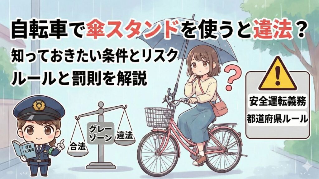 自転車で傘スタンドを使うと違法？ルールと罰則を解説