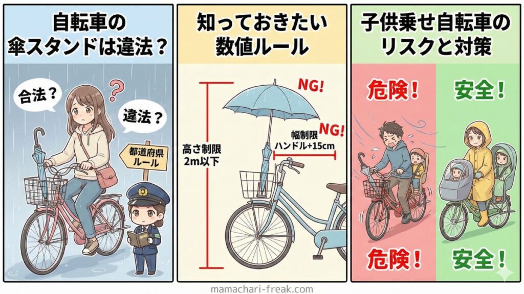 子供乗せ自転車で傘スタンドを使う際のリスク