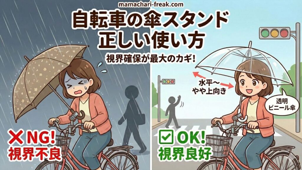 自転車の傘スタンドが違法にならないための正しい使い方