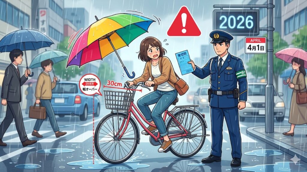 自転車の傘スタンドは違法？2026年改正と青切符のリスクを調査