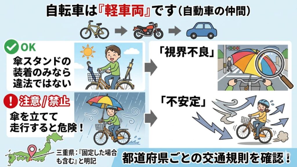 自転車で傘スタンドを使うのは違法なのか法的な解釈を解説