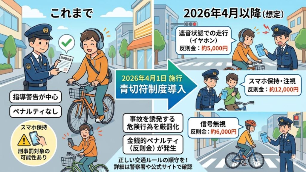 2026年の道路交通法改正で変わる自転車の罰則規定