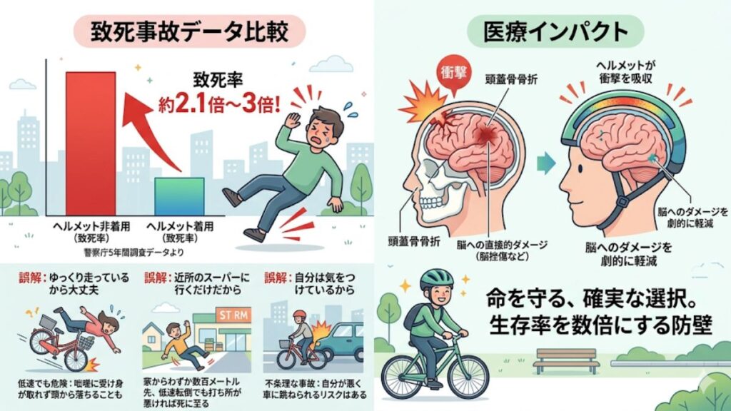 頭部損傷が原因となる自転車死亡事故の深刻な統計