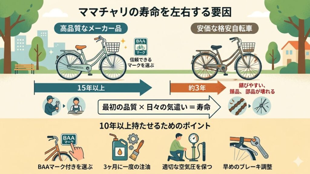一般的に自転車に何年乗れるかは素材や種類で決まる