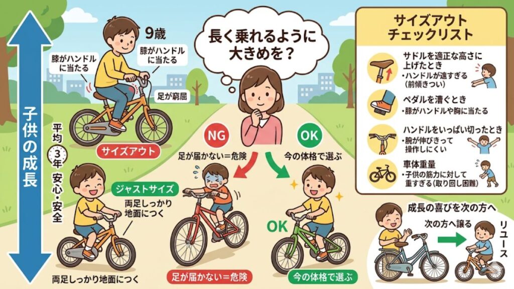 子供用自転車は成長に伴うサイズアウトでの買い替え