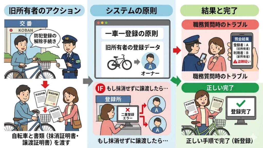 自転車の防犯登録を解除しに交番へ行く前の確認事項