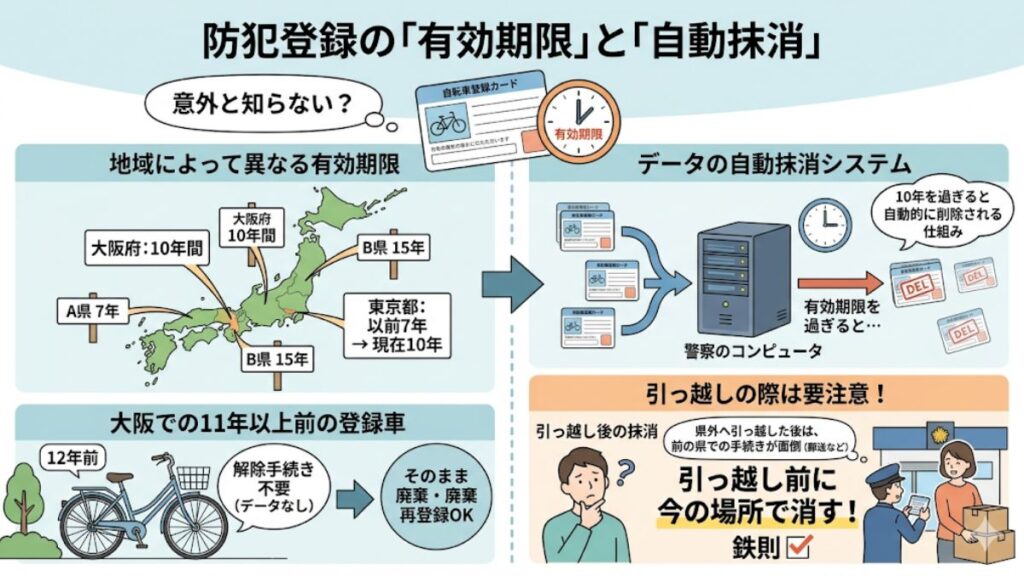 大阪府など地域で異なる有効期限とデータの抹消