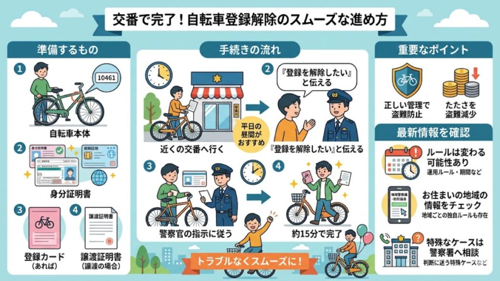 自転車の防犯登録の解除を交番で完結させるコツ