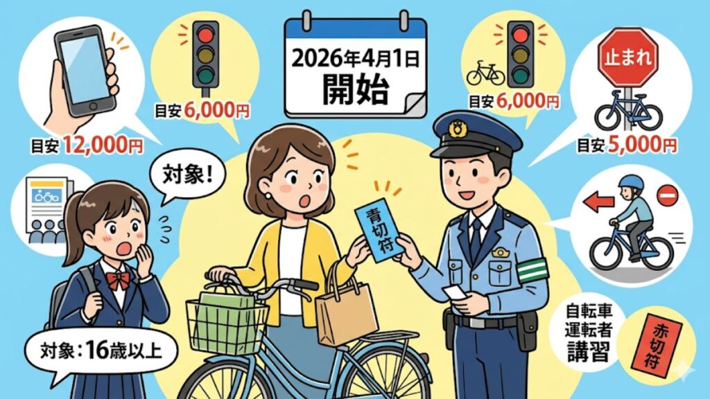 2026年開始！自転車の青切符113種類の違反内容と反則金まとめ