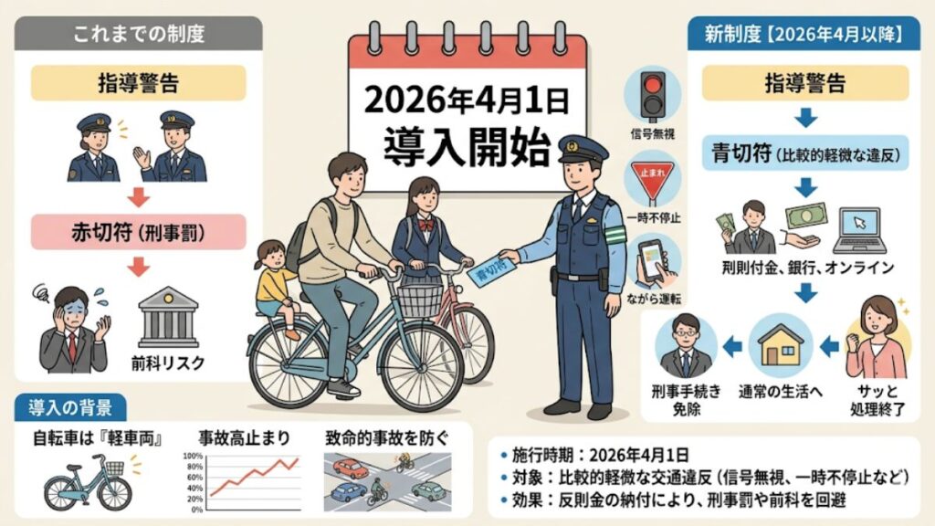 自転車の青切符における113種類の違反内容