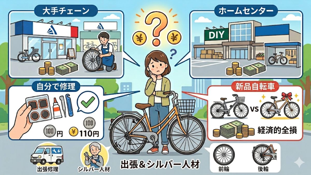 自転車のパンク修理の値段はいくら？店舗別の料金相場を徹底調査