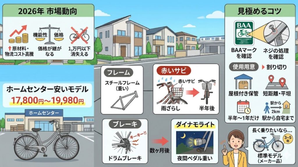 ママチャリの値段相場と2026年の市場動向