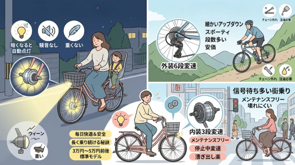 ギアありやオートライト搭載車の利便性