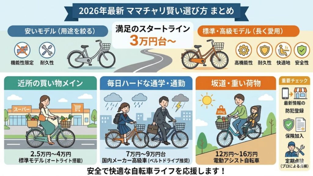 ママチャリの値段相場を比較した結論とまとめ