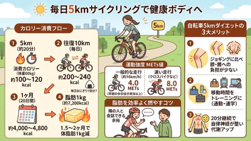自転車5kmの消費カロリーとダイエット効果の真相