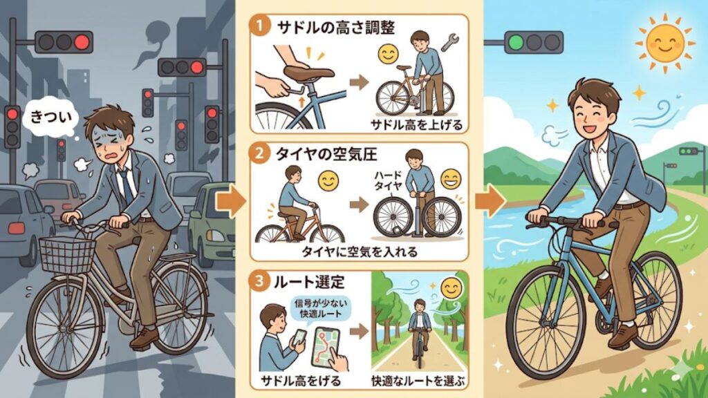 慣れたら快適！自転車の5km走行がきつい時の改善策