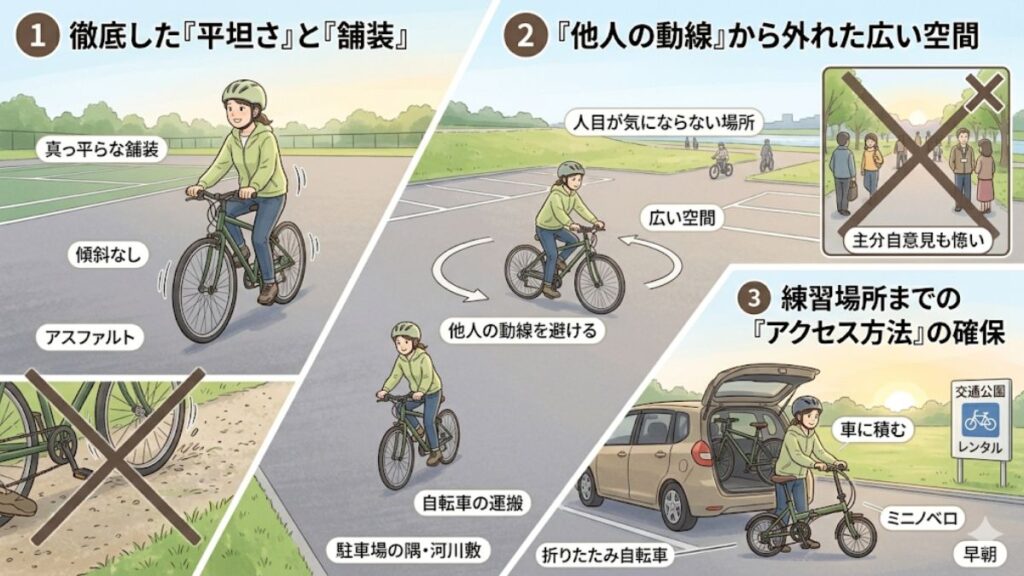 人目を気にせず練習できる場所の選び方と条件