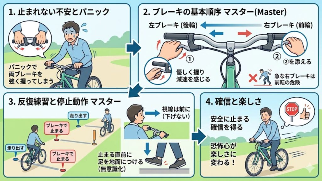 恐怖心をなくすための安全なブレーキの習得法
