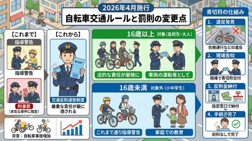 2026年の改正で変わる自転車の右側通行や罰金制度