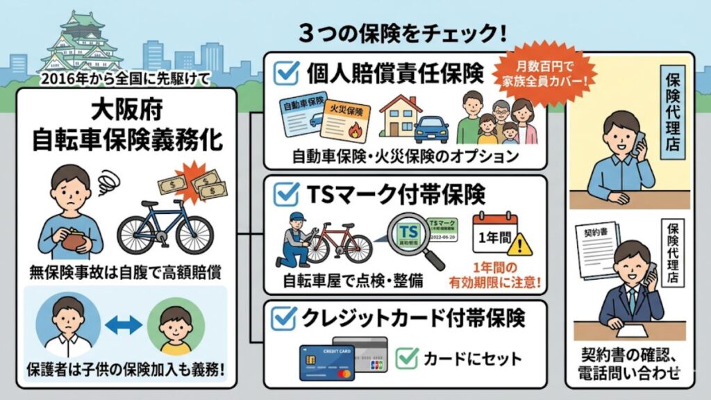 大阪府で義務化された自転車保険の種類と内容