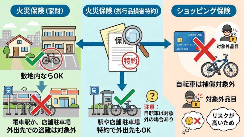 火災保険やショッピング保険で自転車は守れるのか