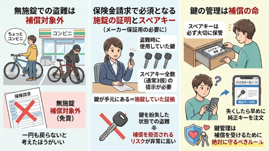 保険金請求で必須となる施錠の証明とスペアキー